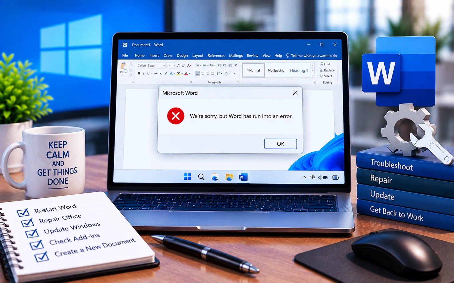 Word has run into an error fix